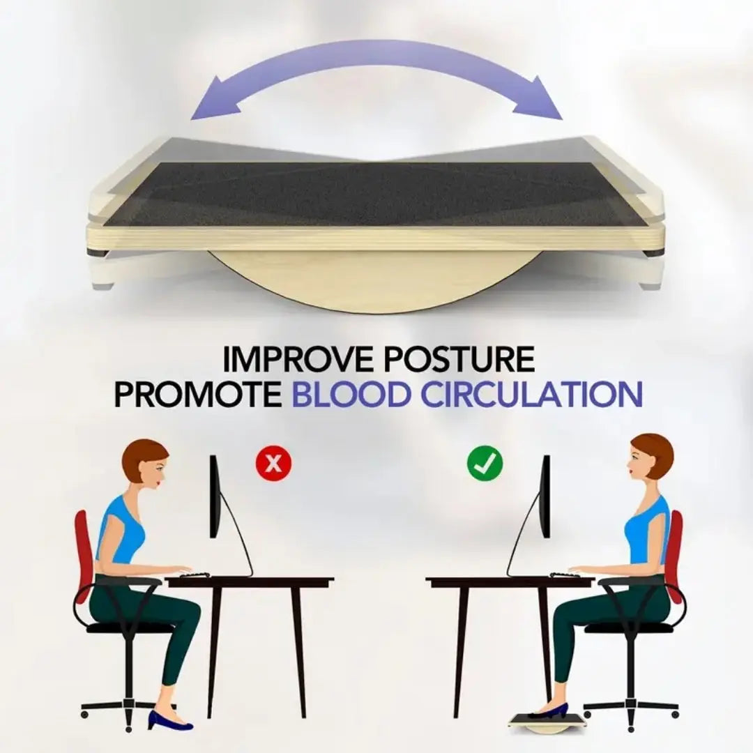 Wobble Board for Adults with Anti-Slip Surface, Ideal for Physical Therapy and Core Strength Training at Standing Desks, Wooden Rocker Board Royal Flint