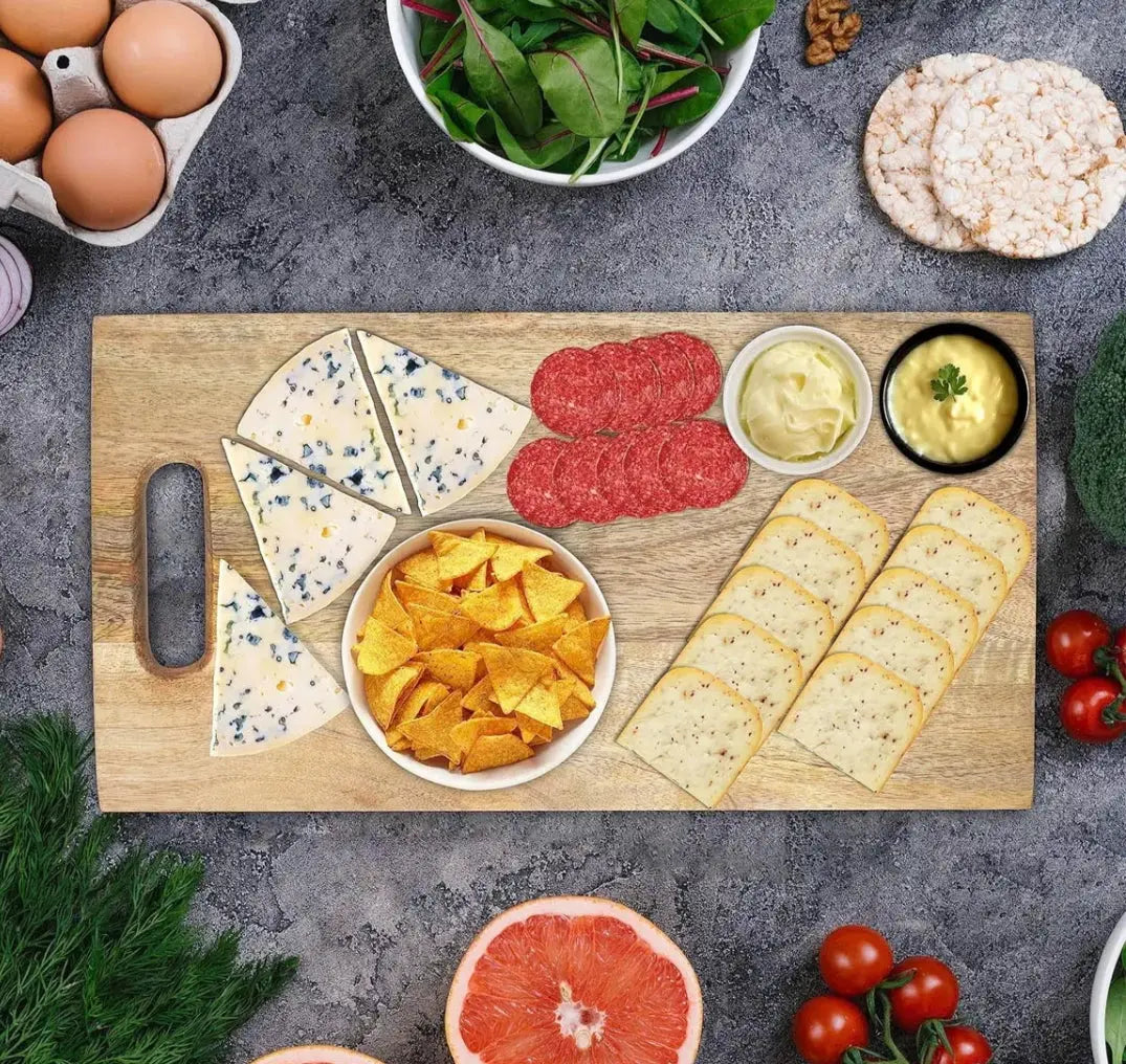 Premium Mango Wood Serving & Cutting Board (15 x 8 Inch) | Handcrafted Wooden Chopping Board for Kitchen, Cheese, Charcuterie & Snacks My Store