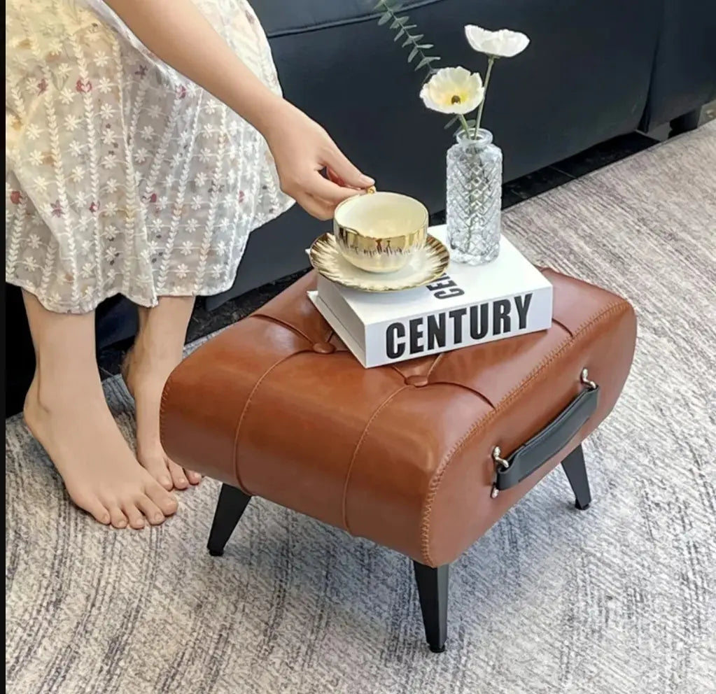 Home Living Room Low Stool Door Handle - Artificial Sofa, Footrest, Coffee Table, Small Stool for Changing Shoes, Retro Wax Stool, Minimalist Stool Royal Flint