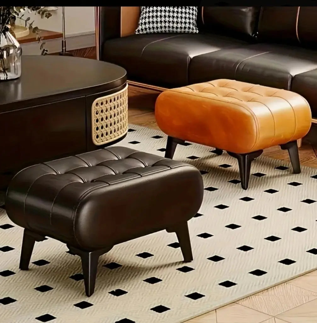 Home Living Room Low Stool Door Handle - Artificial Sofa, Footrest, Coffee Table, Small Stool for Changing Shoes, Retro Wax Stool, Minimalist Stool Royal Flint