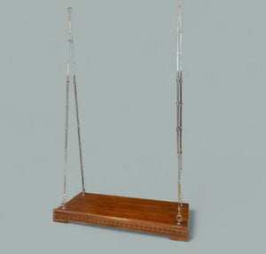 Wooden Plank Swing Jhula with Decorative Carving, Indoor and Outdoor Seating, Traditional Design, 4 x 2 ft Size with 7 ft Hanging Chain Rods